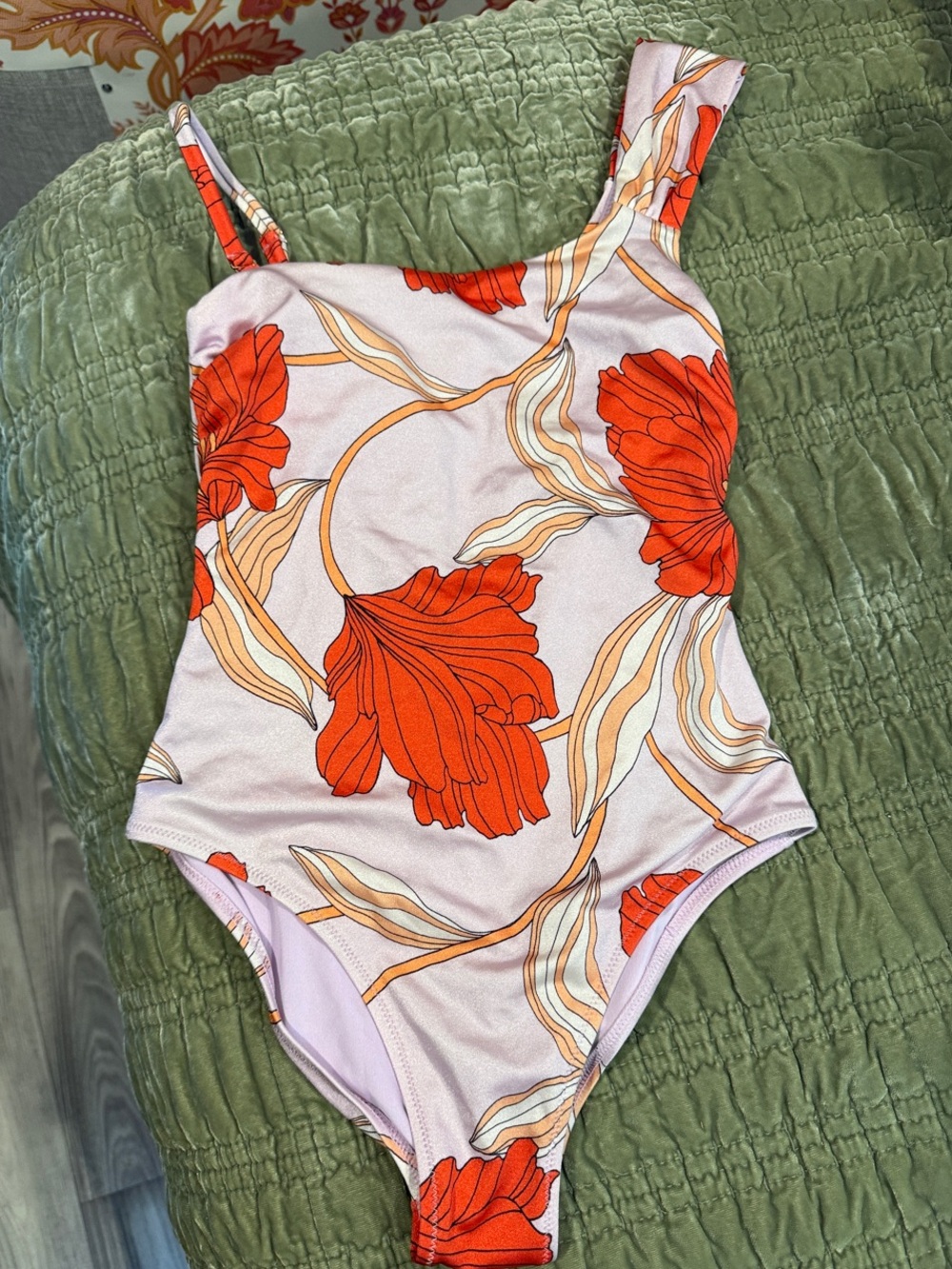 Zingara Lilac One-Piece Swimsuit magnolia with Orange Trim 4
